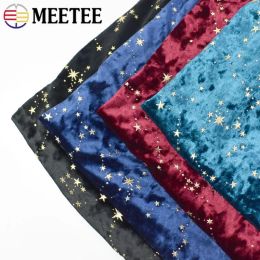 Fabric Meetee 50 / 100x145cm Polyester Velour Spandex Tissu Bronzing Tricot Tricot Robe DIY Robe Elastic Velvet Tissu de couture accessoires