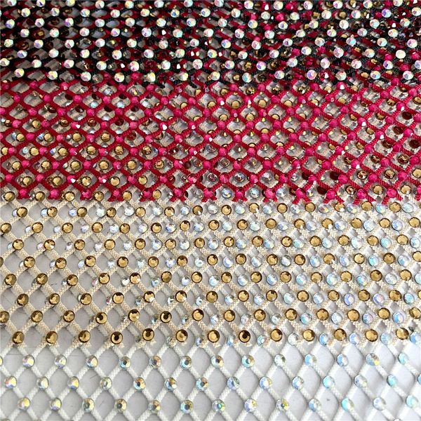 Tissu Multicolore Strass Maille Applique Garniture Tissu Avec Strass SS10 Cristal Couture Coupe Strass Cristal Bande Net Pour DIY 230410