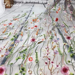 Tissu Net couleurs fleur brodé tissu français africain dentelle matériel coudre sur robe de mariée vêtements tissu Patchwork bricolage