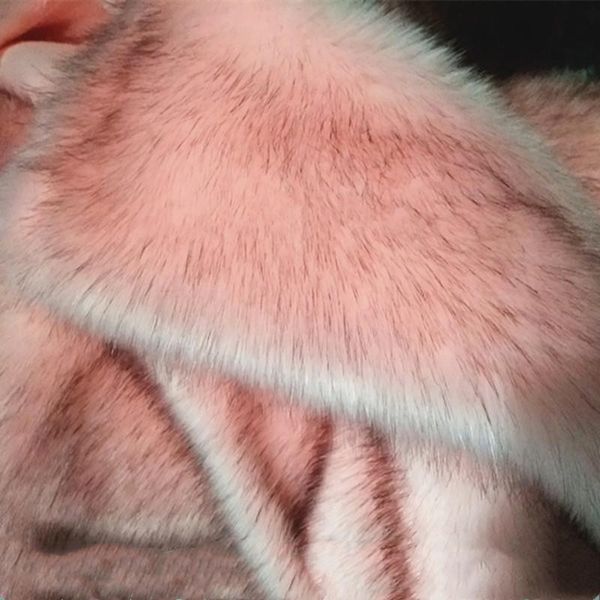 Tela nueva piel de zorro teñida de color rosa, tela sintética para coser abrigo, cuello, zapatos, cuello, tela de felpa de piel sintética de alta calidad, 10x180cm