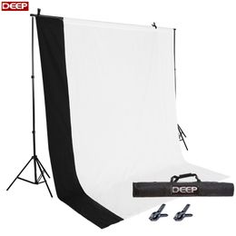 Freeshipping Fabric Nonwoven 2x3m Fotografie Foto Video Studio Achtergrond Achtergrond Kit Wit Zwart Chromakey Achtergronden Ondersteuning Stand