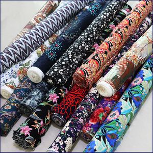 Stof per meter kwaliteit viscose poplin stoffen vintage geometrische bloemenvogels bohemian flaps rayon materiaal groothandel p230506