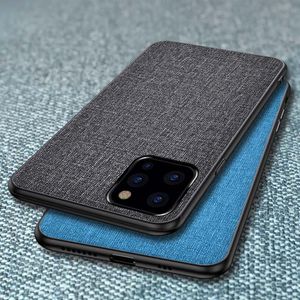 Fabric Phone Case voor iPhone 12 11 Mini Pro Max XS XR 7 8 Plus SE 2 Plastic Achterkant Shell