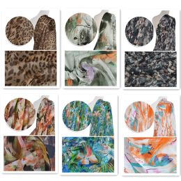 Tela impresa colección de telas de gasa de seda pura para coser 6MM 100% flores naturales tul fino suave DIY vestido bufanda por metro