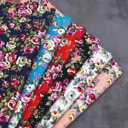 Tissu imprimé Floral Tissu coton pur grand style ethnique Dark Thin Couser Dress Vêtements par un demi-mètre D240503