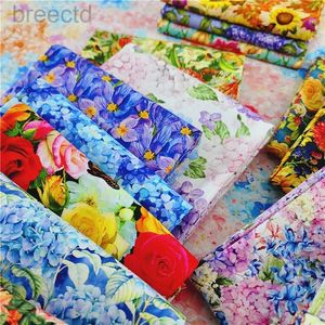 Tissu coton pur fleur imprimé huile de tissu peinture art peinture pour la couture robes vêtements par un demi-mètre d240503
