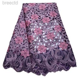 Tissu violet de haute qualité de haute qualité en dentelle de fête africaine tissu 2023 dentelle de voile suisse brodée pour les grandes occasions Nigeria Vêtements 89718 D240503