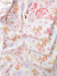 Tela gato de conejo tela de algodón puro ropa hecha a mano de bricolaje lindo dibujos animados showa estilo pequeño animal pequeño por medio metro D240503