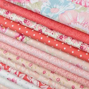Tissu coton rouge tissu polka point floral feuille pour coudre des vêtements patchworks bricolage faits à la main par mètres d240503