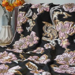 Tissu Jacquard teint en fil de grande fleur en relief rétro, 50cm x 140cm, pour robe à bulles, printemps et été, bricolage