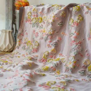 Tissu Jacquard teint en fil de fleurs rétro, 50cm x 140cm, tissu à coudre décoratif en relief pour sac de robe de Style Court, printemps automne