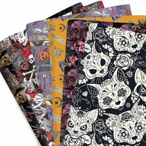 Fabric Skull Spider Pure Ghost Web/Polyester katoenen stof Cora bekleding Gedrukte doek Craft Verio Diy Materiaal P230506