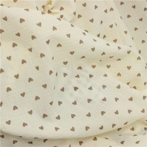 Tissu doux en coton imprimé cœur, 100x135cm, crêpe à coudre, tissu de gaze Double couche, matériel de bricolage pour serviette de saint-valentin