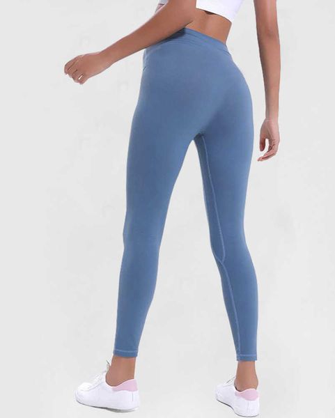 tissu couleur unie femmes pantalons de yoga taille haute tenue de sport leggings élastique dame pantalon de plein air