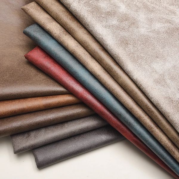 Tecnología de tela Tela de cuero sintético por metro para fundas de sofá, bolsa de tapicería, costura artesanal, tela decorativa gruesa, textil de moda