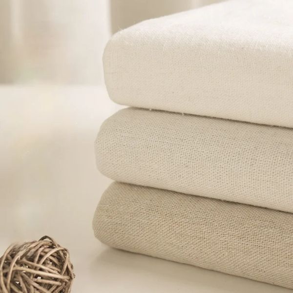 Tela textil ciudad sólida de tela gruesa de lino con tela de greige blanco para el hogar decorar vestido de trabajo a mano almohada de sofá 150w por metro