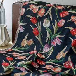 Tissu tulipe imitation lin yarn teint épaissis jacquard tissu huile peinture style cous