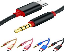 tissu type C câble AUX USB typ mâle à 35 mm Jack mâle mâle adaptateur audio Câble USBC pour le haut-parleur de voiture pour Samsung letv Huaw2745268