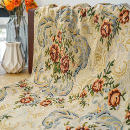Tissu Jacquard teint en fil jaune chaud à grandes fleurs, tissu classique de Style palais pour femmes, tissu à coudre décoratif 50cm x 150cm