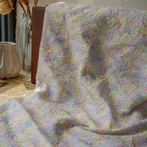 Tissu jaune rose en relief fil floral teint tissu jacquard printemps automne femmes bagages robe décoration tissu à coudre 50 cm x 160 cm
