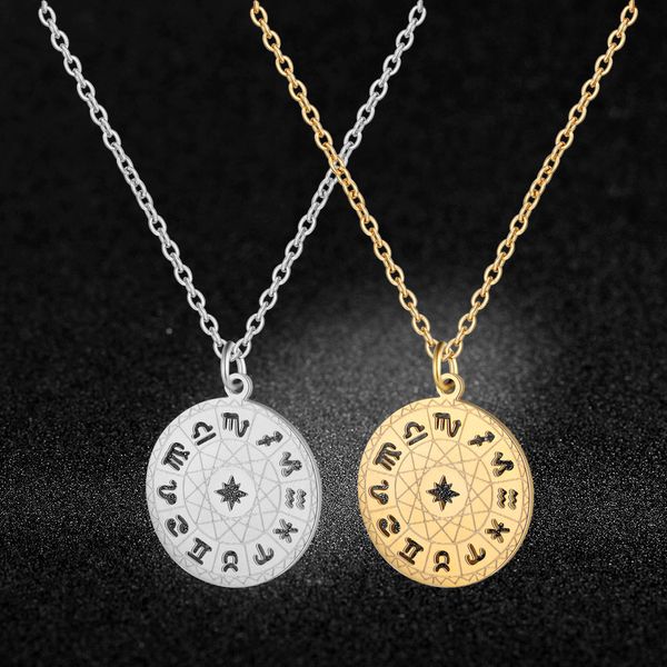 Fabuleux 12 Constellation 100% acier inoxydable zodiaque collier à breloques pour femmes Super mode bijoux à breloques en gros