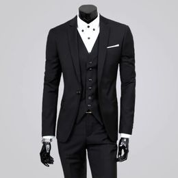 Fabuloso traje de negocios, conjunto de 3 piezas, resistente al desgaste, un solo botón, separa, suave, formal para espectáculo en escenario 231227