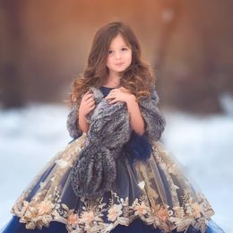 Fabuleux dentelle petites filles Pageant robes robe de bal appliqué perlé robe de fille de fleur pour le mariage Tulle première sainte communion Gow233m