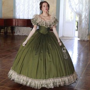 Fabulous Oliver Green Ball Prom jurk Square Neck Victoriaanse avondjurk Cosplay Scarlett draagt 407