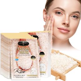 Face 10pcs Rice naturel masque hydratant masque hydratant Masque de blanchiment de masse de blanchiment