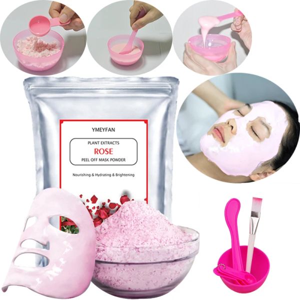 Face 250g Natural Rose Peel Off Jelly Mask Powder Hydrating Whitening Modeling Face Mask Beauty Face Face pour femmes Soins de la peau