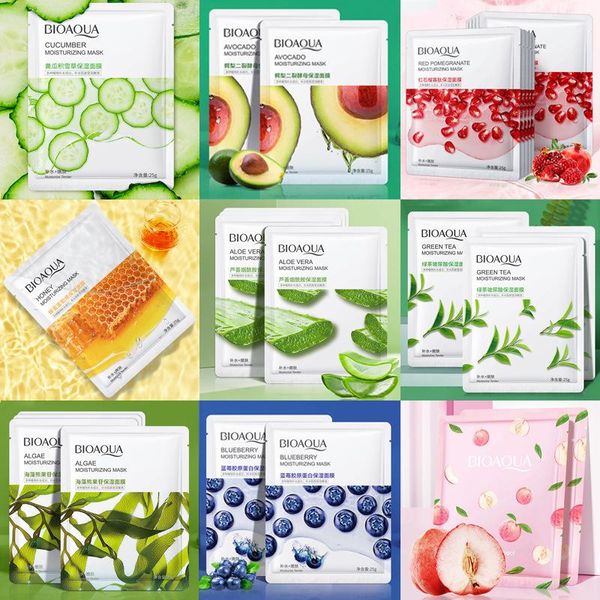 Face Bioaoua 10pcs Fruits Masques faciaux Pêche avocat Aloe Blossom Masque Masque Soins de la peau Whiterison Myde