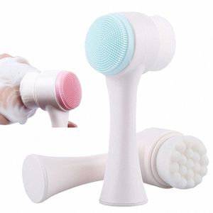 Gezichtsborstel Handmatige gezichtsreiniging Huidverzorging Silice Gezichtsscrubber Dual Face W-borstel Diepe poriën Exfoliati Make-up Massage o3Qq#