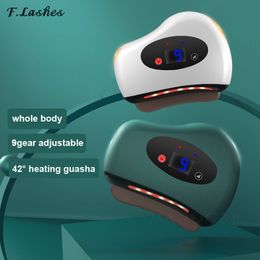 Face Care Devices 1pc Electric Guasha Massager Stone Verwarming Vibratie Schraapbord Nek Back Massage Skin Gua Sha Wrinkle Lifting Tool 230418