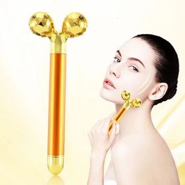 Dispositifs de soins du visage 24k Gold Lift Bar Roller Vibration Minceur Masseur Bâton Beauté Peau Outil Vibrant 231115