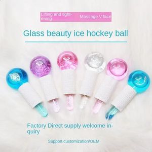 Dispositivos de cuidado de la cara 2 unids Caja Crystal Ice Hockey Roller Energy Masaje Belleza Eye Ball Massager Stick Globes Skin 231030