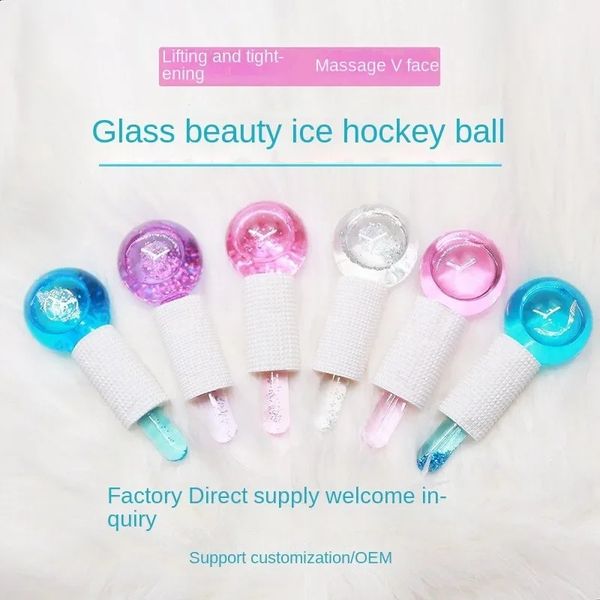 Dispositifs de soins du visage 2pcs boîte cristal rouleau de hockey sur glace massage énergétique beauté balle masseur bâton globes peau 231030