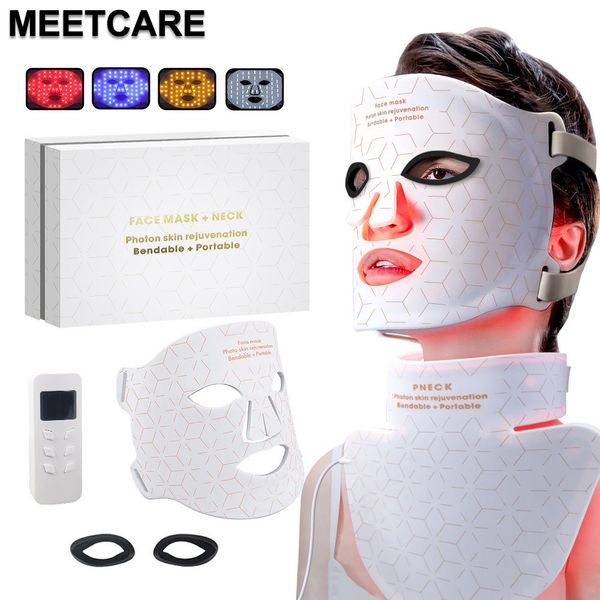 Appareils de soins du visage 4 couleurs Masque LED Gel de silicone Proche Infrarouge Pon Thérapie Rajeunissement de la Peau Anti Rides Enlèvement SPA 230617