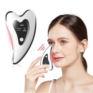 Face Care Devices 4 In 1 Electric Gua Sha Sha Face Massager Verwarmde vibratie Schraapgereedschap Anti rimpels Dubbele kin Skin Skin Face Lifting Device 230920