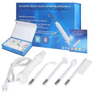 Appareils de soins du visage 4 en 1 baguette d'électrode haute fréquence électrothérapie tube de verre dispositif de beauté acné détachant anti-rides soins de la peau Spa 230921