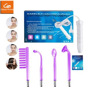 Apparaten voor gezichtsverzorging 4in1-elektrode Glazen buis Hoogfrequente machine Spot Acne Wand Spa Hoogfrequente huidverzorging Elektrotherapie 230906