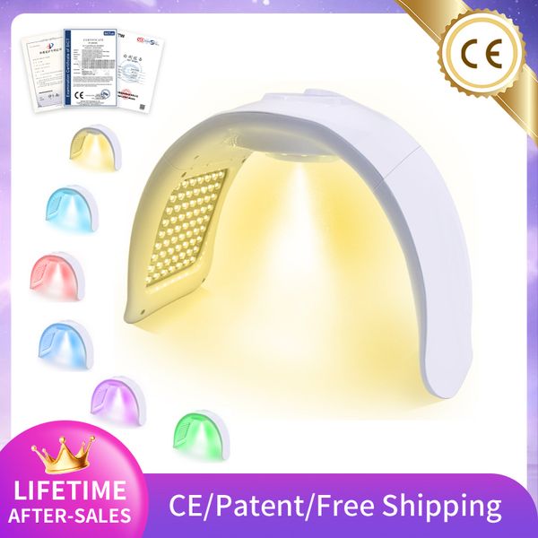 Dispositifs de soins du visage 7 couleurs PDT LED Masque Nano Pulvérisateur Vapeur Puissance de lumière et rajeunissement de la peau froide Anti-rides Spot Pon Machine 230915