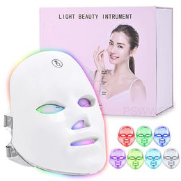 Appareils de soins du visage 7 couleurs masque LED thérapie Pon rajeunissement de la peau anti-acné élimination des rides beauté 230512