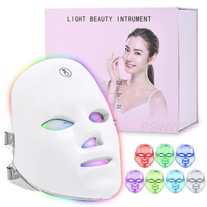 Gezichtsverzorging Apparaten 7 Kleuren LED Masker Pon Therapie Huidverjonging Anti Acne Rimpel Verwijderen Schoonheid 230617