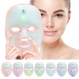 Dispositivos para el cuidado facial 7 colores Máscara LED Terapia Pon Rejuvenecimiento de la piel Anti acné Eliminación de arrugas Máscara para el cuidado de la piel Brillo de la piel Carga USB 221017