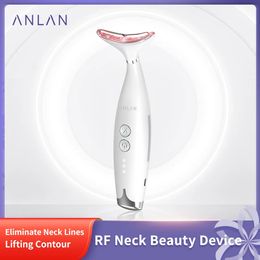 Dispositifs de soins du visage ANLAN RF Dispositif de beauté du cou EMS Lifting Rides Remover LED P sur la thérapie Serrer la peau Anti-rides 231118