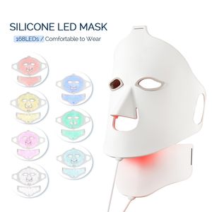 Face Care Devices Antiaging Silicone Mask LED POREJUVENATION 7 kleuren schoonheidsmasker rimpel verwijdering ans behandeling gezicht massager 230517