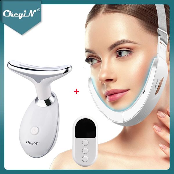 Dispositivos de cuidados faciais Ckeyin Massageador facial V-Face Lifting Belt LED Pon EMS Massage Shaping Emagrecimento Redutor de queixo duplo V-Line Chin Cheek Lift Up 231128