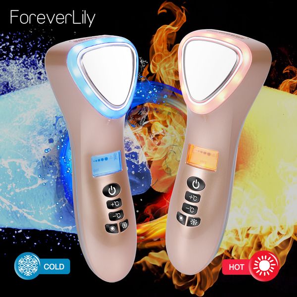 Appareils de soins du visage Marteau froid Cryothérapie ultrasonique LED Pon Rétrécir les pores Levage Vibration Masseur Appareil de soins de la peau des yeux à ultrasons 230920