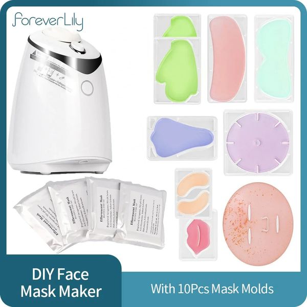 Dispositivos de cuidado facial DIY Mini fabricante de mascarillas faciales Máquina automática de mascarillas faciales de frutas y colágeno vegetal Máquina para el cuidado de la piel Cepillo con 10 piezas de moldes para mascarillas 231130