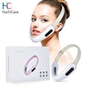 Face Care Devices Electric Tillen Dubbele kin V-line lift Up Belt LED PON Therapie Massager Vibration Slanke schoonheid 221110